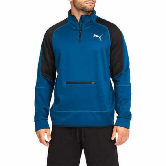 Puma Mens Blue Evostripe Half Zip Pullover Sweatshirt Jacket - Picture 2 of 4